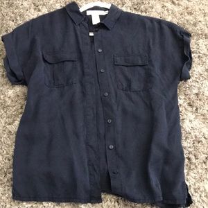 Navy blue button down short sleeve